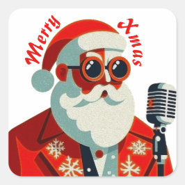 Jazzy Santa Holiday Cheer Quadratischer Aufkleber