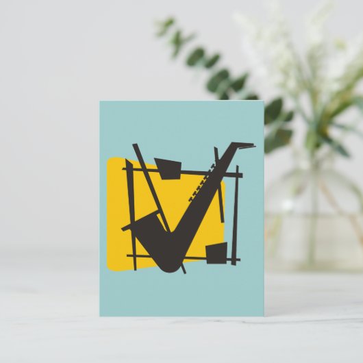Jazzy Sax Postkarte (Stehend Vorderseite)