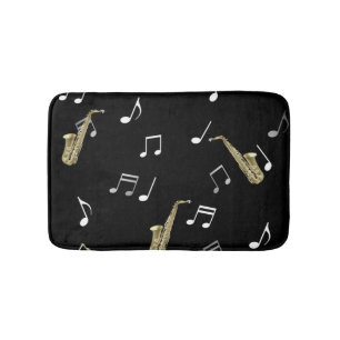 Jazzy Saxophon & Musical Notes Badematte