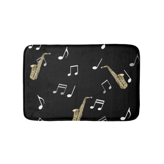 Jazzy Saxophon & Musical Notes Badematte (Vorderseite)
