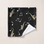Jazzy Saxophon & Musical Notes  Badhandtuch Set (Waschlappen)