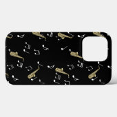 Jazzy Saxophon & Musical Notes Case-Mate iPhone Hülle (Rückseite (Horizontal))