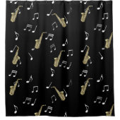Jazzy Saxophon & Musical Notes Duschvorhang (Vorderseite)