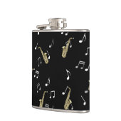 Jazzy Saxophon & Musical Notes Flachmann (Links)