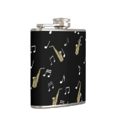 Jazzy Saxophon & Musical Notes Flachmann (Rechts)