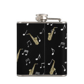 Jazzy Saxophon & Musical Notes Flachmann (Rückseite)