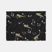 Jazzy Saxophon & Musical Notes  Fleecedecke (Vorderseite (Horizontal))