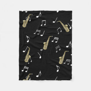 Jazzy Saxophon & Musical Notes Fleecedecke