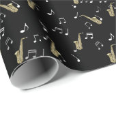 Jazzy Saxophon & Musical Notes Geschenkpapier (Rolleneckpunkt)