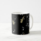 Jazzy Saxophon & Musical Notes  Kaffeetasse (VorderseiteRechts)