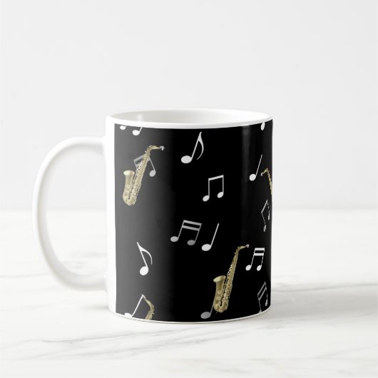 Jazzy Saxophon & Musical Notes  Kaffeetasse (Links)
