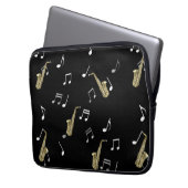 Jazzy Saxophon & Musical Notes Laptopschutzhülle (Vorderseite Links)