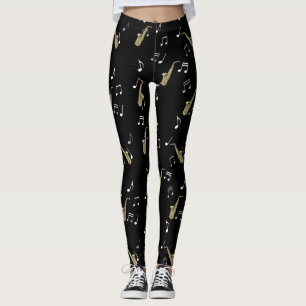 Jazzy Saxophon & Musical Notes Leggings
