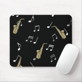 Jazzy Saxophon & Musical Notes Mousepad (Mit Mouse)