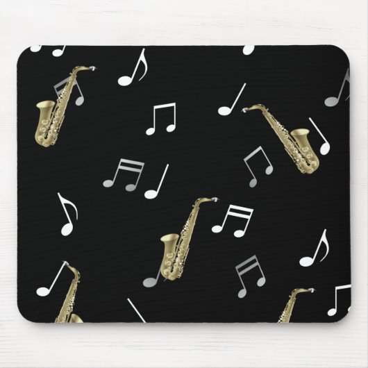 Jazzy Saxophon & Musical Notes Mousepad (Vorne)