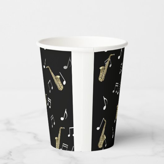 Jazzy Saxophon & Musical Notes Pappbecher (Rechts)