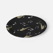 Jazzy Saxophon & Musical Notes  Pappteller (Schrägansicht)