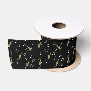 Jazzy Saxophon & Musical Notes Satinband