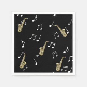 Jazzy Saxophon & Musical Notes Serviette