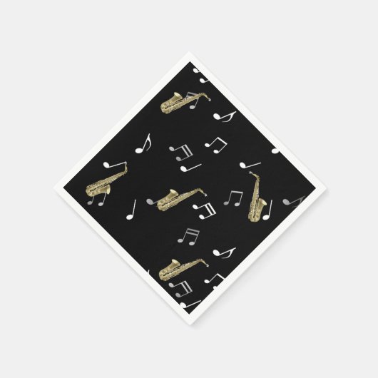 Jazzy Saxophon & Musical Notes Serviette (Ecke)