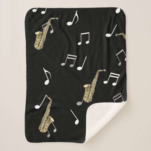 Jazzy Saxophon & Musical Notes  Sherpadecke (Vorderseite)