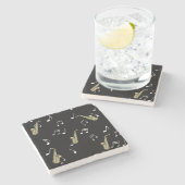 Jazzy Saxophon & Musical Notes Steinuntersetzer (Seitenansicht)