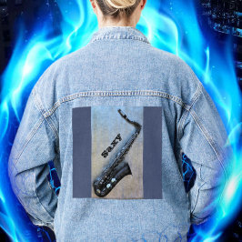Jazzy Saxy Saxophone Musical Instrument Jeansjacke