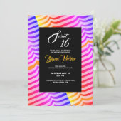 Jazzy Trippy Psychedelic Tropical Stripey Pattern Einladung (Stehend Vorderseite)