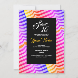 Jazzy Trippy Psychedelic Tropical Stripey Pattern Einladung