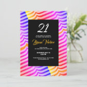 Jazzy Trippy Psychedelic Tropical Stripey Pattern Einladung (Stehend Vorderseite)