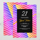 Jazzy Trippy Psychedelic Tropical Stripey Pattern Einladung (Vorne/Hinten)