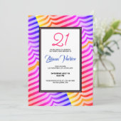 Jazzy Trippy Psychedelic Tropical Stripey Pattern Einladung (Stehend Vorderseite)