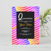 Jazzy Trippy Psychedelic Tropical Stripey Pattern Einladung (Stehend Vorderseite)