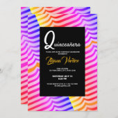 Jazzy Trippy Psychedelic Tropical Stripey Pattern Einladung (Vorne/Hinten)