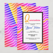 Jazzy Trippy Psychedelic Tropical Stripey Pattern Einladung (Vorne/Hinten)