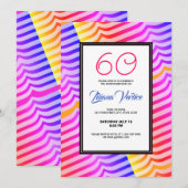Jazzy Trippy Psychedelic Tropical Stripey Pattern Einladung (Vorne/Hinten)