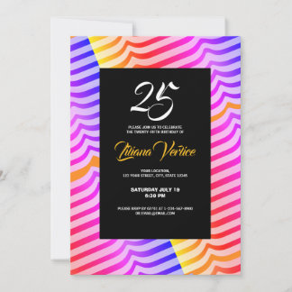 Jazzy Trippy Psychedelic Tropical Stripey Pattern Einladung