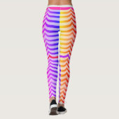 Jazzy Trippy Psychedelic Tropical Stripey Pattern Leggings (Rückseite)