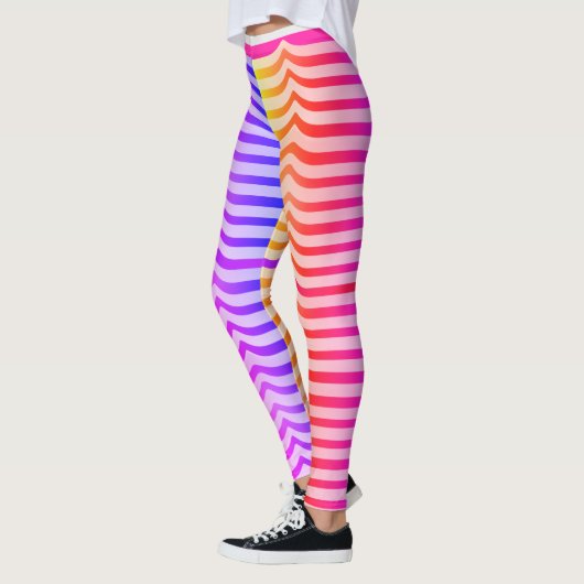 Jazzy Trippy Psychedelic Tropical Stripey Pattern Leggings (Links)