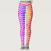 Jazzy Trippy Psychedelic Tropical Stripey Pattern Leggings (Vorderseite)