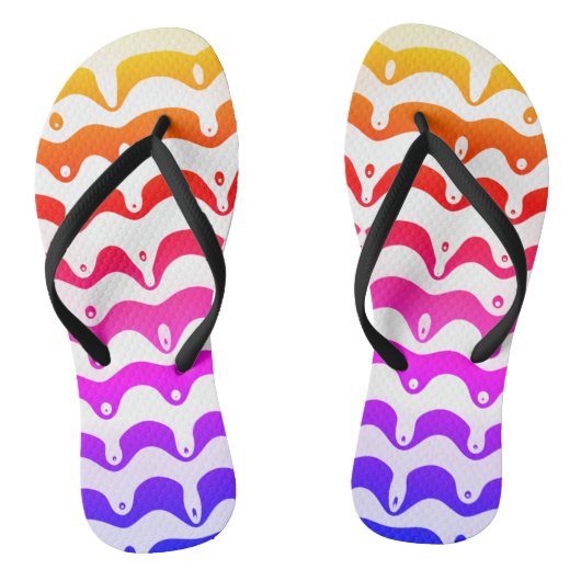 Jazzy Tropical Psychedelic Dripping Stripes Badesandalen (Fußbett)