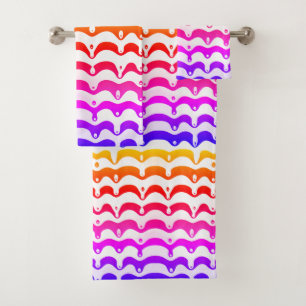 Jazzy Tropical Psychedelic Dripping Stripes Badhandtuch Set