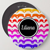 Jazzy Tropical psychedelic Dripping Stripes Button (Vorne & Hinten)