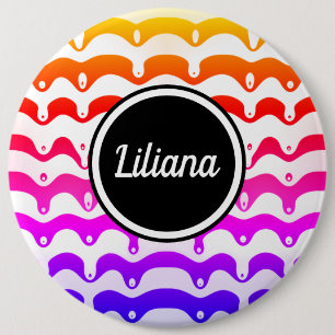 Jazzy Tropical psychedelic Dripping Stripes Button