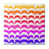 Jazzy Tropical Psychedelic Dripping Stripes Fliese (Vorderseite)