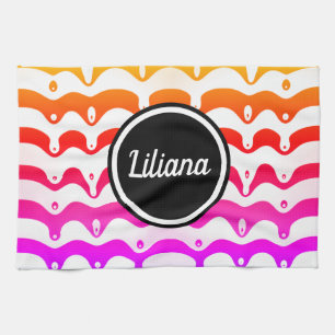 Jazzy Tropical Psychedelic Dripping Stripes Geschirrtuch