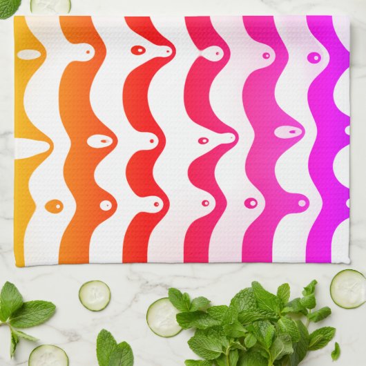 Jazzy Tropical Psychedelic Dripping Stripes Geschirrtuch (Gefaltet)