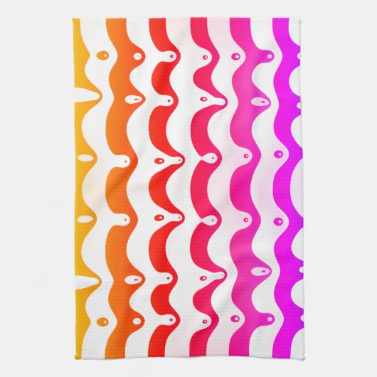 Jazzy Tropical Psychedelic Dripping Stripes Geschirrtuch (Vertikal)