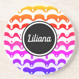 Jazzy Tropical psychedelic Dripping Stripes Getränkeuntersetzer