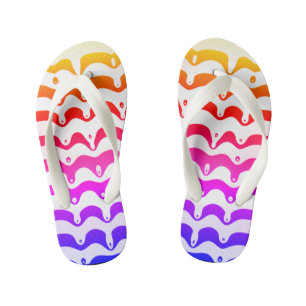 Jazzy Tropical Psychedelic Dripping Stripes Kinderbadesandalen